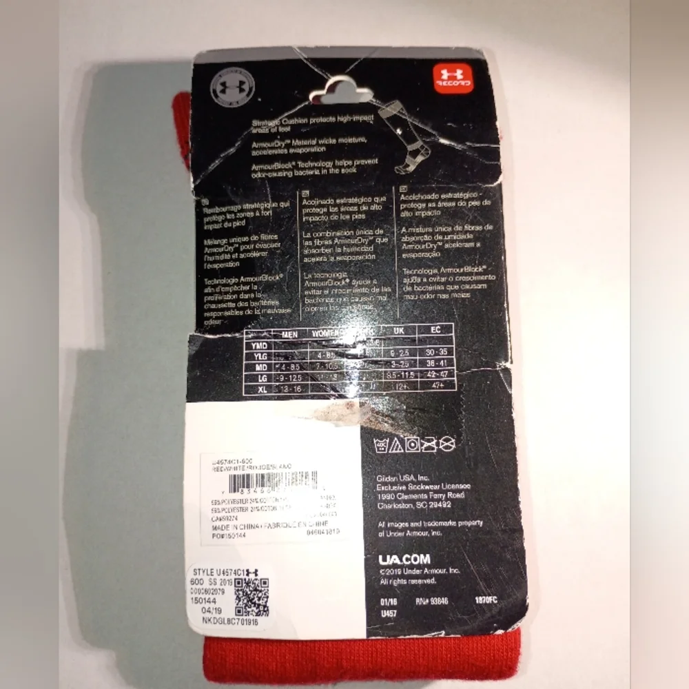 Under Armour Red Athletic Socks Performance Fit OTC